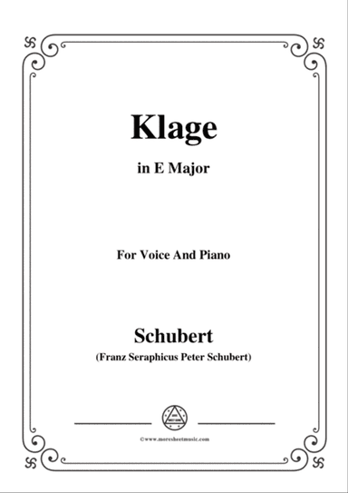 Schubert-Klage(Lament),in E Major,D.415,for Voice and Piano