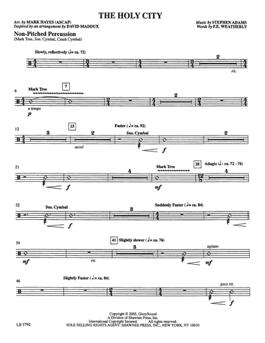 The Holy City (arr. Mark Hayes) - Un-pitched Percussion