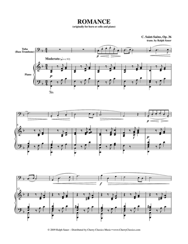 Romance, Opus 36 for Tuba or Bass Trombone & Piano