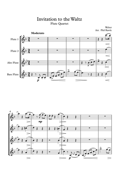 Invitation To THe Waltz - Flute Quartet