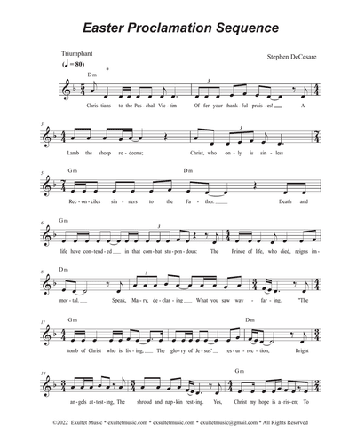 Easter Proclamation Sequence (Unison choir - Low Key)