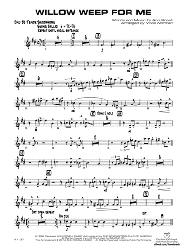 Willow Weep for Me: 2nd B-flat Tenor Saxophone
