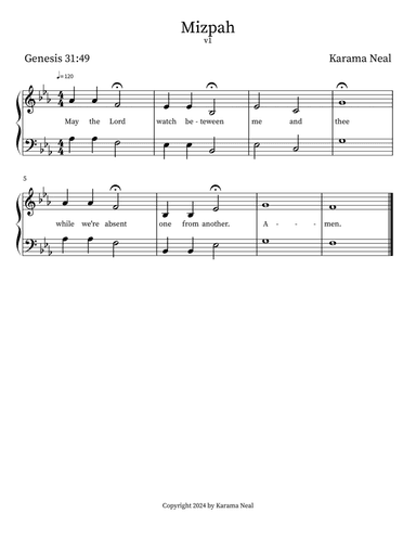 Mizpah (Watchtower) - Three settings