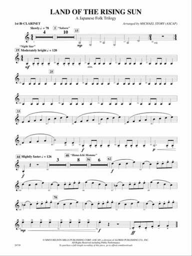 Land of the Rising Sun (A Japanese Folk Trilogy): 1st B-flat Clarinet