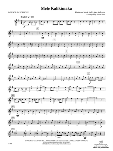 Mele Kalikimaka: B-flat Tenor Saxophone