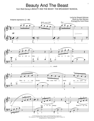 Beauty And The Beast (from Beauty and the Beast: The Broadway Musical) (arr. Carol Klose)