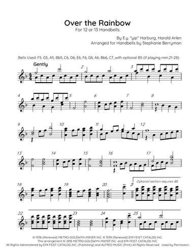 Over The Rainbow - Score Only