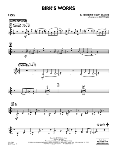 Birk's Works (arr. Rick Stitzel) - F Horn