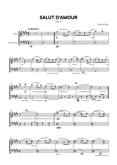 Edward Elgar - Salut d'Amour for Flute and Trombone