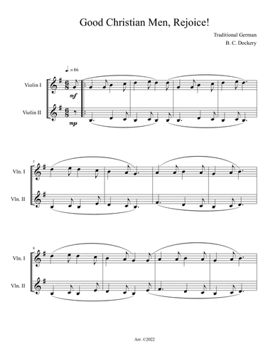 Good Christian Men, Rejoice! (Violin Duet)