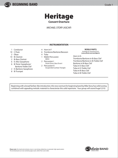 Heritage (Concert Overture): Score