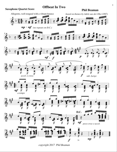 Offbeat in Two - Saxophone Quartet