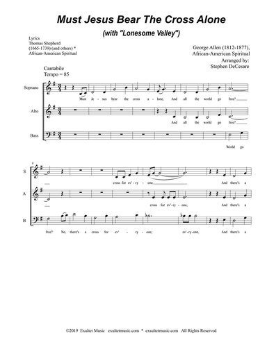 Must Jesus Bear The Cross Alone (with "Lonesome Valley") (SAB)