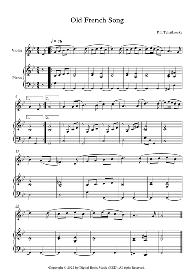 Old French Song - Peter Ilyich Tchaikovsky (Violin + Piano)
