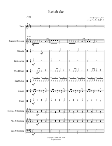 Kokoleoko (For Orff Ensemble)
