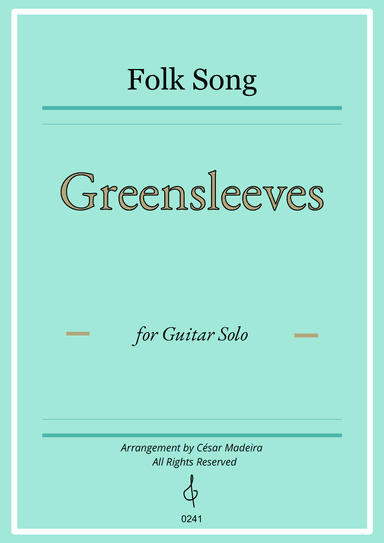 Greensleeves - Guitar Solo - W/Chords and TAB (Full Score)