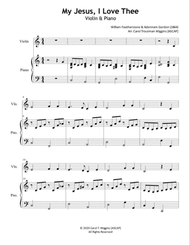 My Jesus, I Love Thee (Violin & Piano)