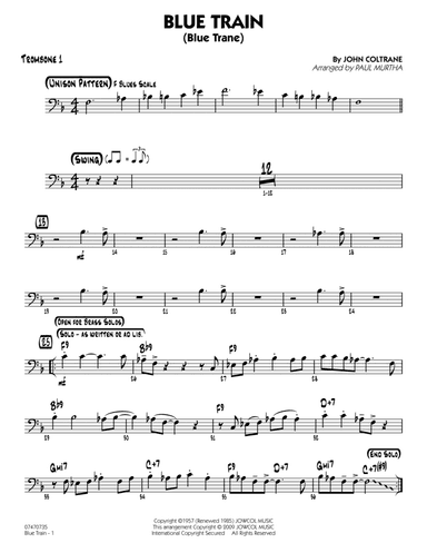 Blue Train (Blue Trane) (arr. Paul Murtha) - Trombone 1