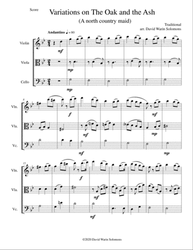 Variations on The Oak and the Ash (A north country Maid) for string trio