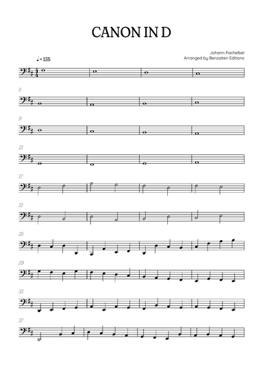 Pachelbel Canon in D • tuba sheet music