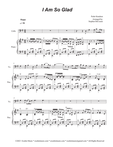I Am So Glad (Cello solo and Piano)