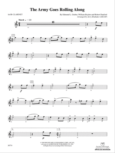 The Army Goes Rolling Along: 1st B-flat Clarinet