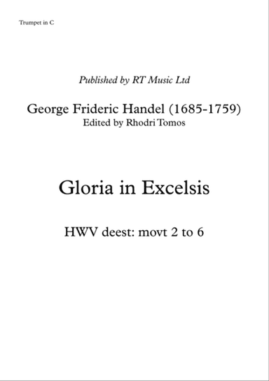 Handel HWV deest Gloria in Excelsis movts 2 to 6 only solo sheet music
