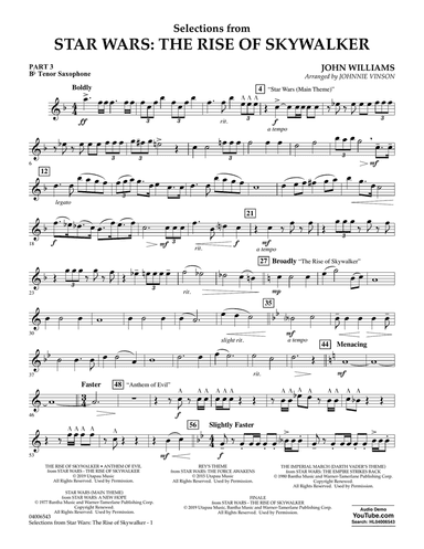 Selections from Star Wars: The Rise of Skywalker - Pt.3 - Bb Tenor Saxophone