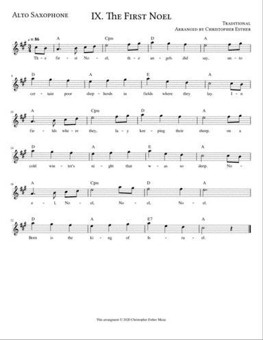 The First Noel for Alto Saxophone