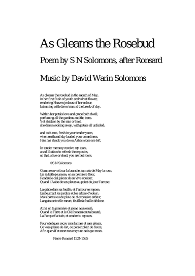 As gleams the rosebud for alto voice and guitar