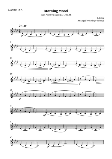 Morning Mood (solo clarinet in A - level 2)