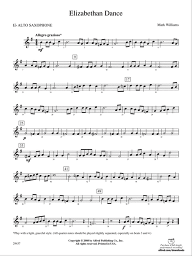 Elizabethan Dance: E-flat Alto Saxophone