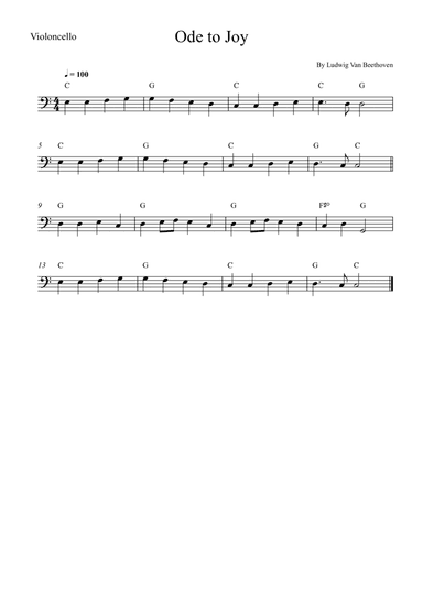 Ode to Joy - Cello Easy