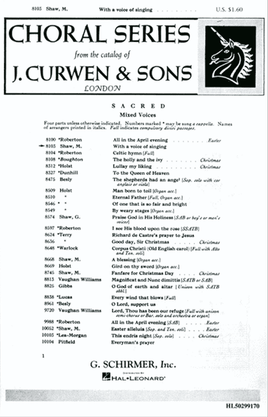 With A Voice Of Singing