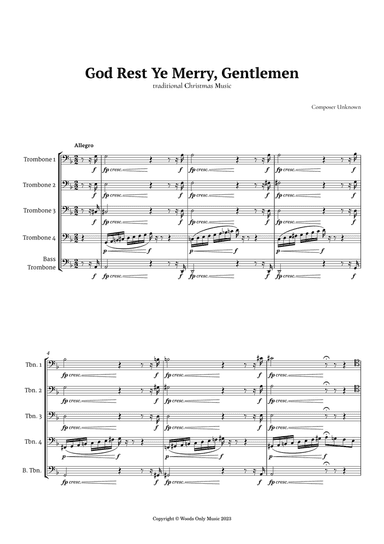 God Rest Ye Merry Gentlemen for Trombone Quintet