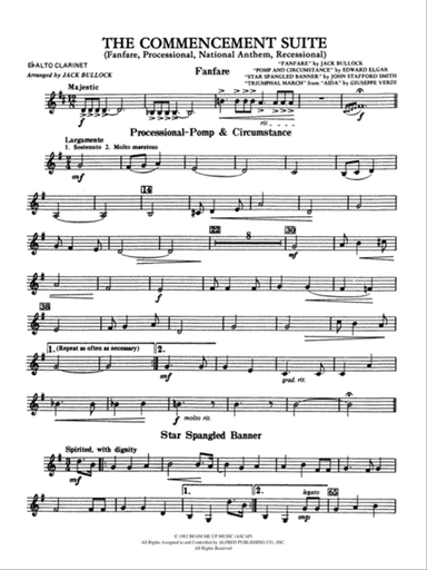 Commencement Suite (featuring a Fanfare, Processional, The National Anthem and a Recessional): E-flat Alto Clarinet