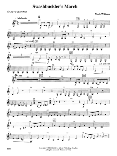 Swashbuckler's March: E-flat Alto Clarinet