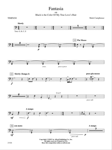 Fantasia (on "Black Is the Color of My True Love's Hair"): Timpani