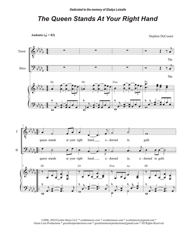 The Queen Stands At Your Right Hand (2-part choir - (TB)