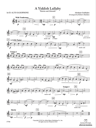A Yiddish Lullaby: E-flat Alto Saxophone
