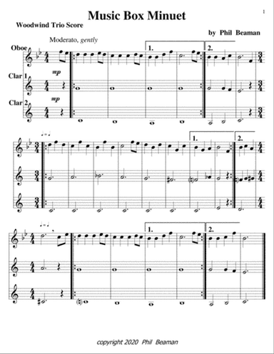 Music Box Minuet-Oboe-2 Clarinet trio