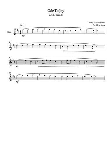 Beethoven - Ode to Joy for oboé in D - clean version