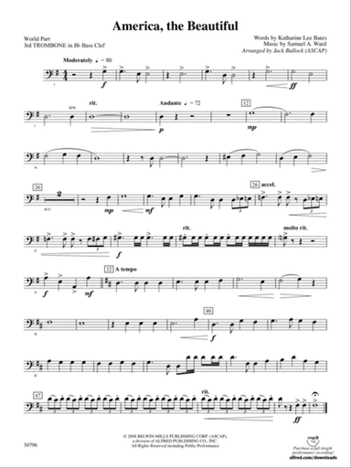 America, the Beautiful: (wp) 3rd B-flat Trombone B.C.