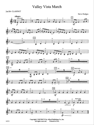 Valley Vista March: 2nd B-flat Clarinet