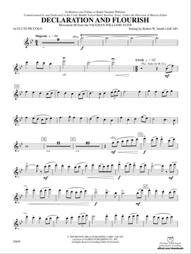 Declaration and Flourish (Movement III from the Vaughan Williams Suite): Flute