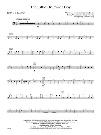 The Little Drummer Boy: (wp) B-flat Tuba B.C.