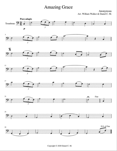 Amazing Grace for trombone and piano (easy)