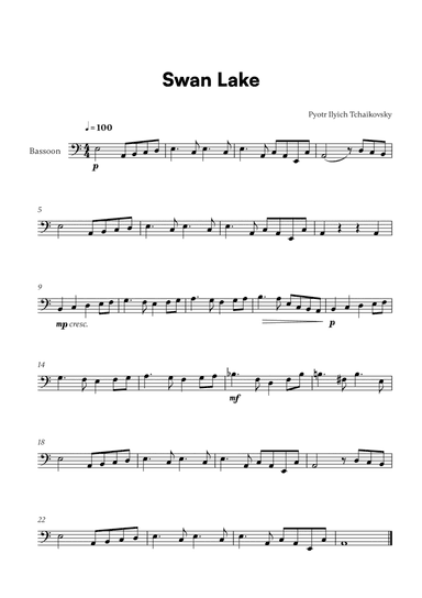 Tchaikovsky - Swan Lake (for Bassoon Solo)