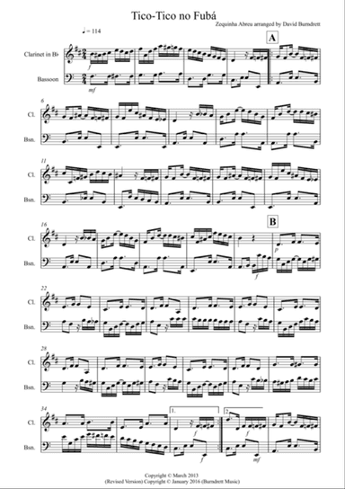 Tico Tico for Clarinet and Bassoon Duet