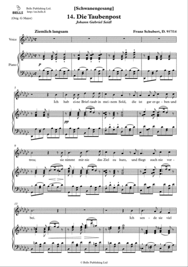 Die Taubenpost, D. 957 No. 14 (G-flat Major)